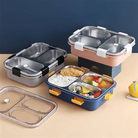 lunch boxes metal containers|3 compartment steel lunch box.